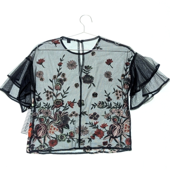Haute Monde Black Floral Embroidered Blouse - Picture 5 of 7